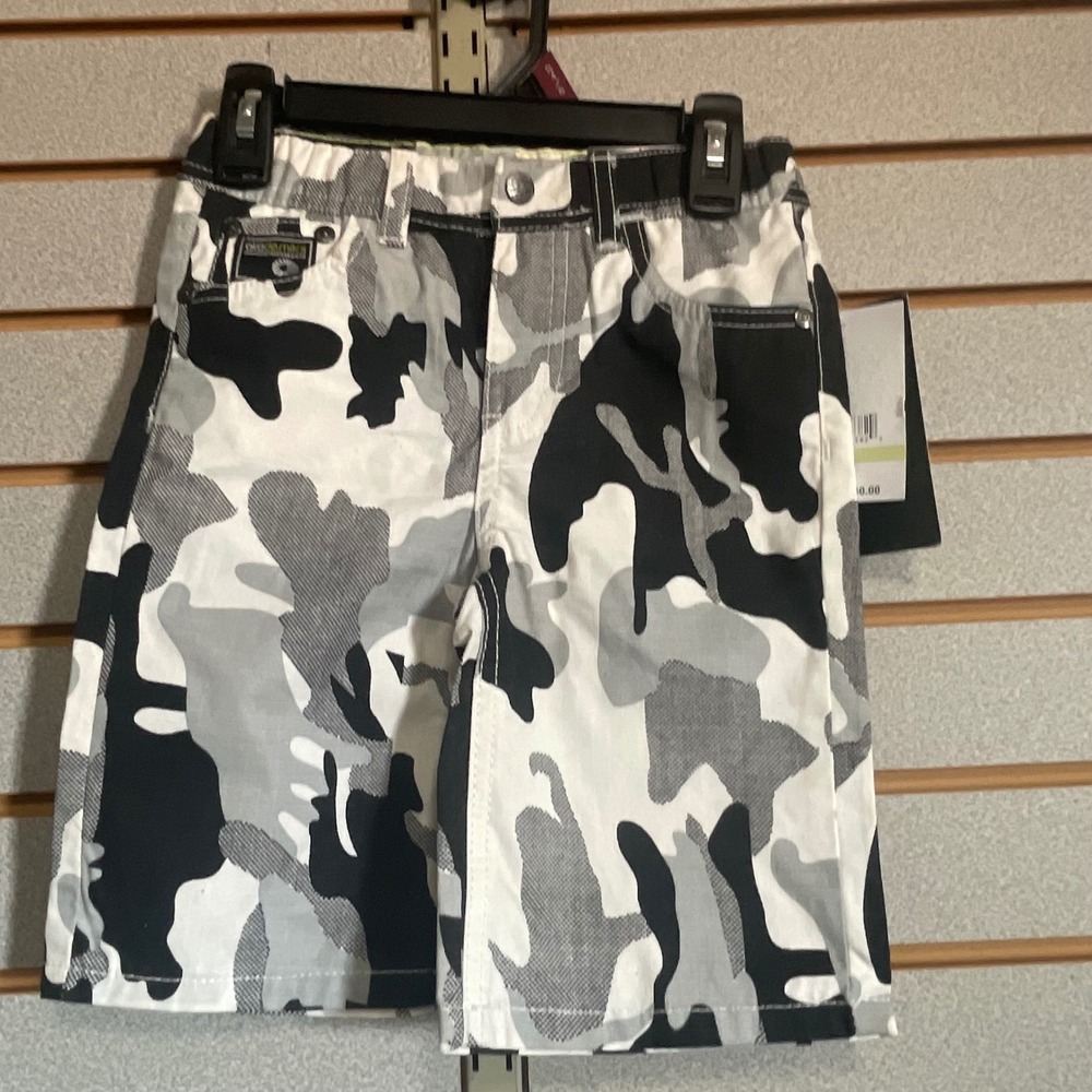 Akademiks Kids Camo Cargo Shorts Black White Grey Ripstop Cotton Size 4T NWT